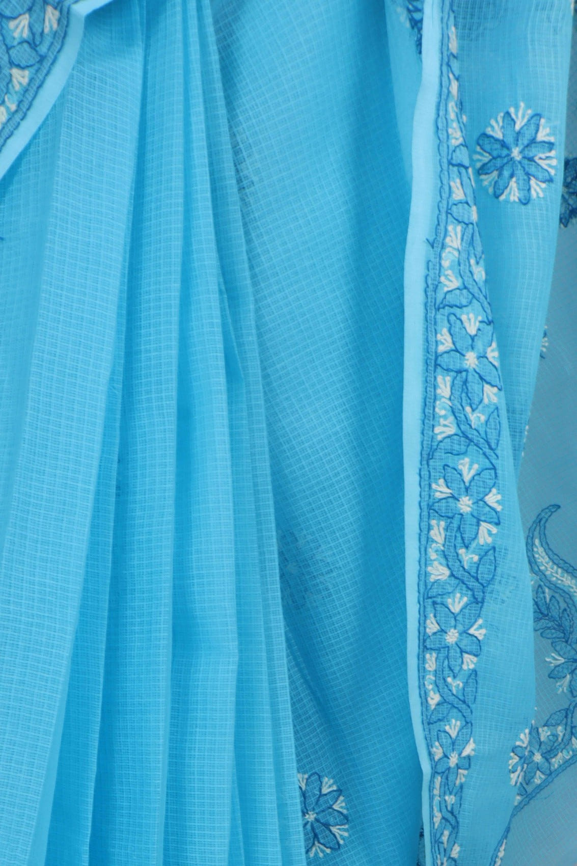 Ada Hand Embroidered Blue Kota Lucknowi Chikankari Saree With Blouse A606775