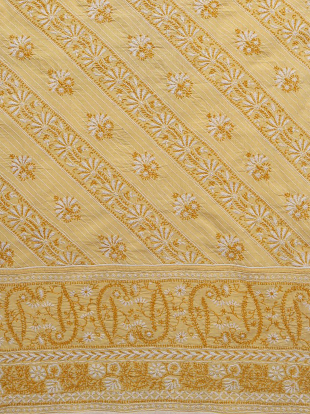 Ada Hand Embroidered Fawn Cotton Lucknowi Chikankari Unstitched Suit Piece A622461
