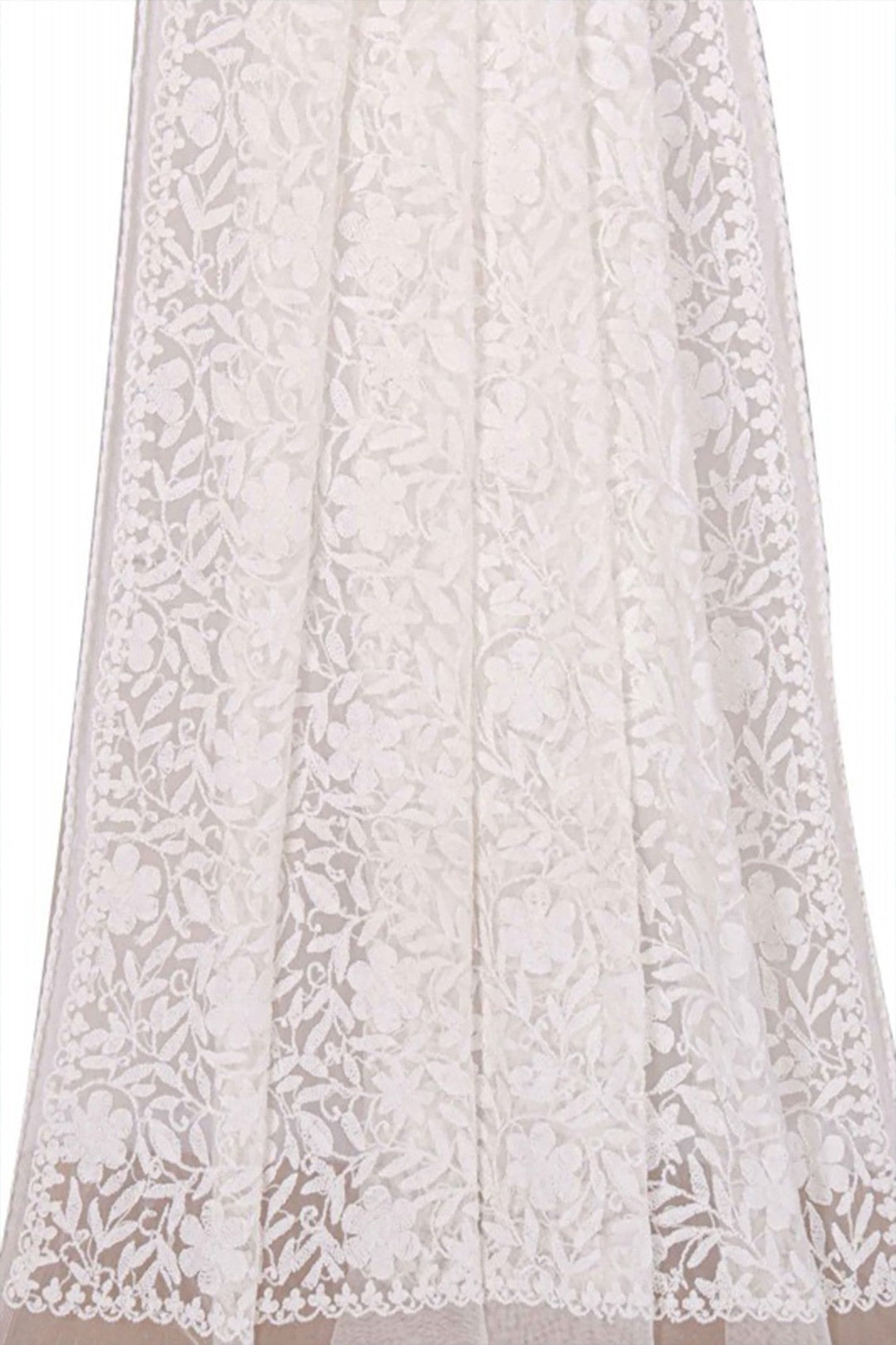 Ada Hand Embroidered White Net Lucknowi Chikankari Dupatta A567877