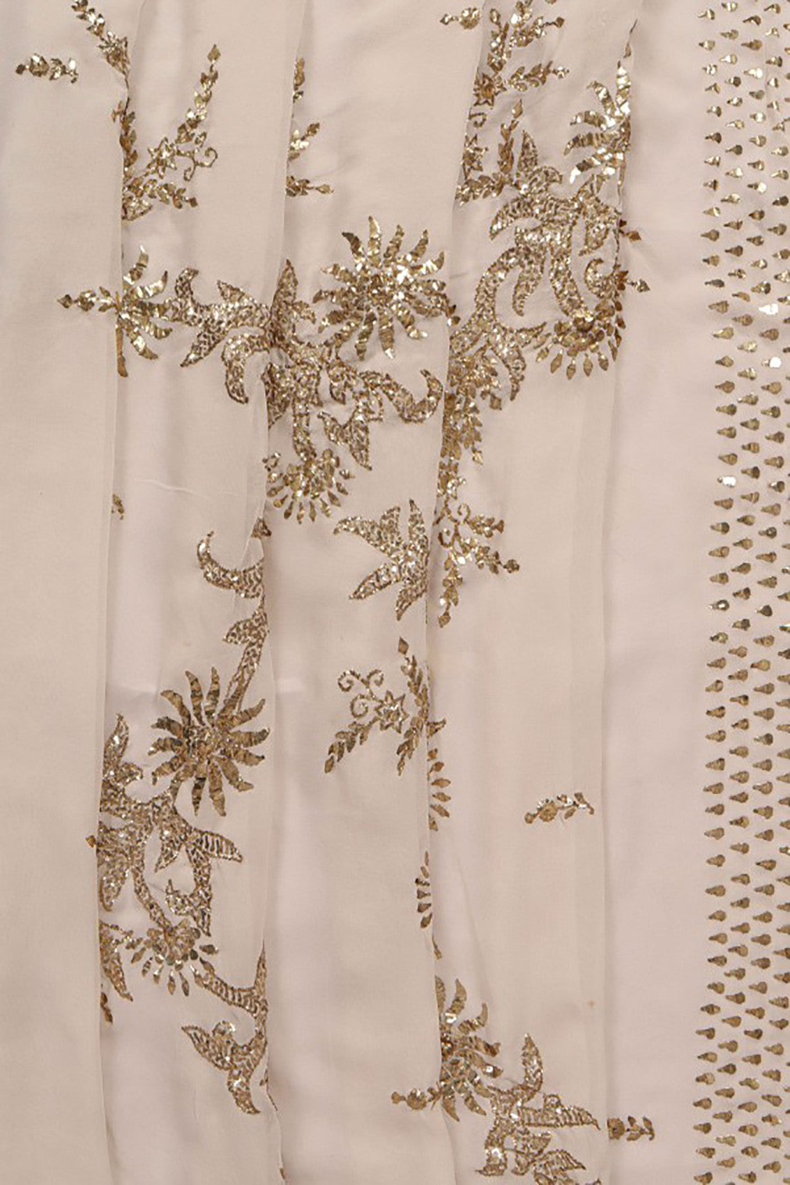 Ada Hand Embroidered Off White Pure Georgette Lucknowi Chikankari Saree/Blouse with Muqaish Work A564537