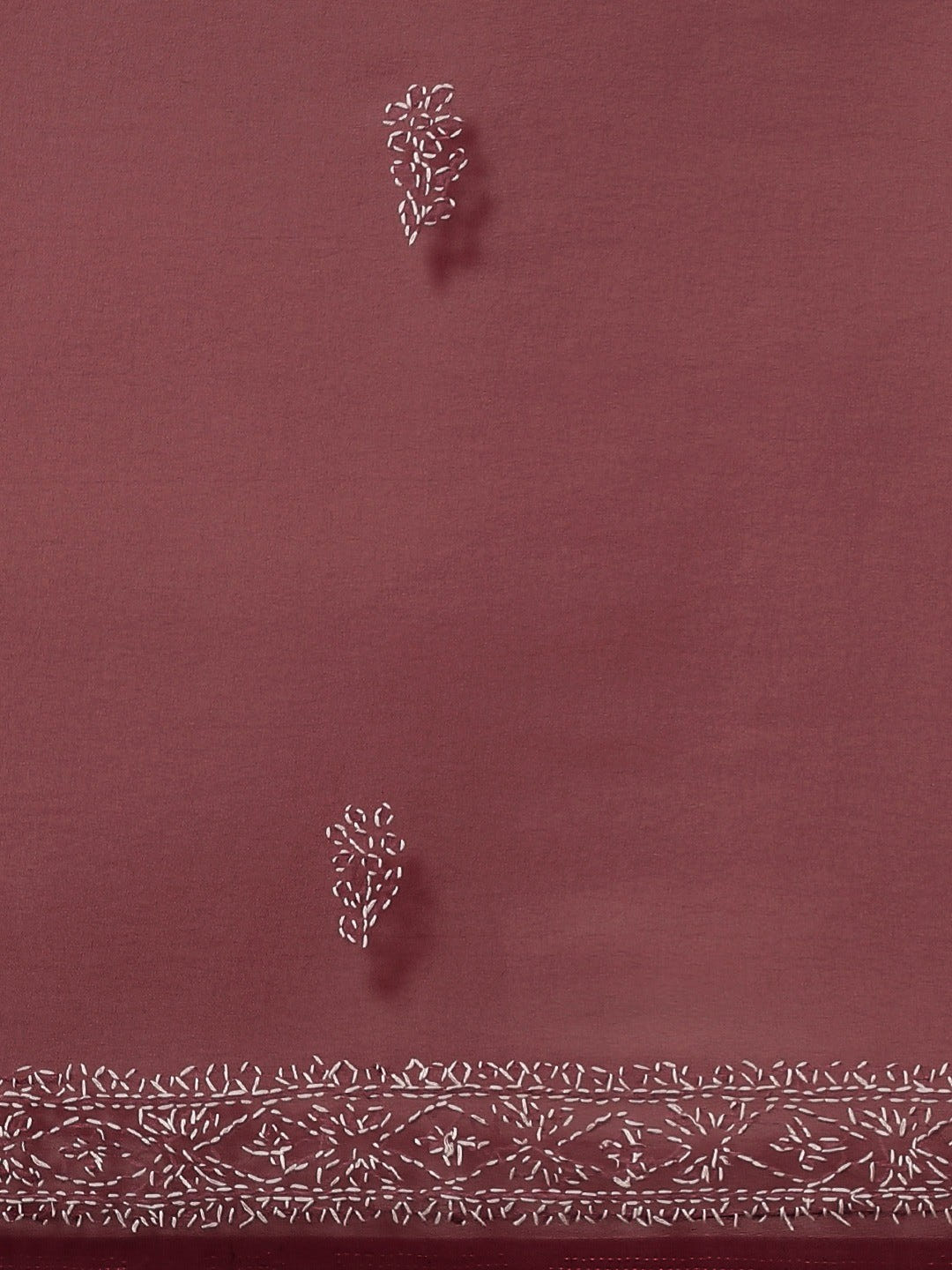 Ada Hand Embroidered Wine Georgette Lucknow Chikan Saree With Blouse-A311346