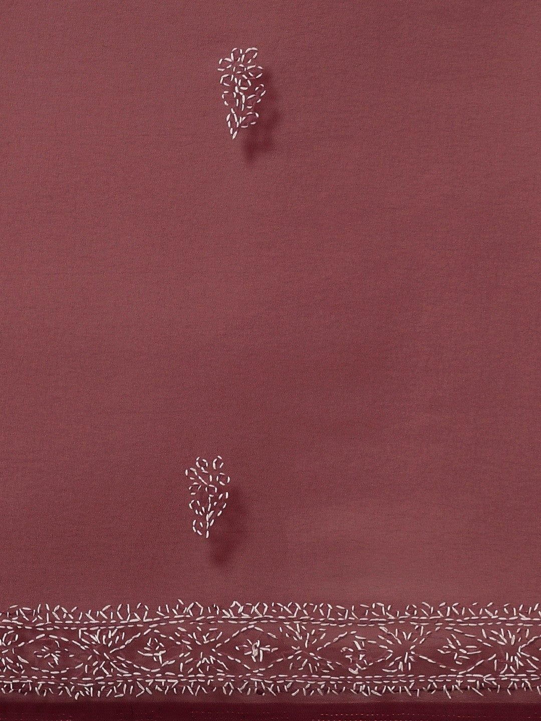 Ada Hand Embroidered Wine Georgette Lucknow Chikan Saree With Blouse-A311346