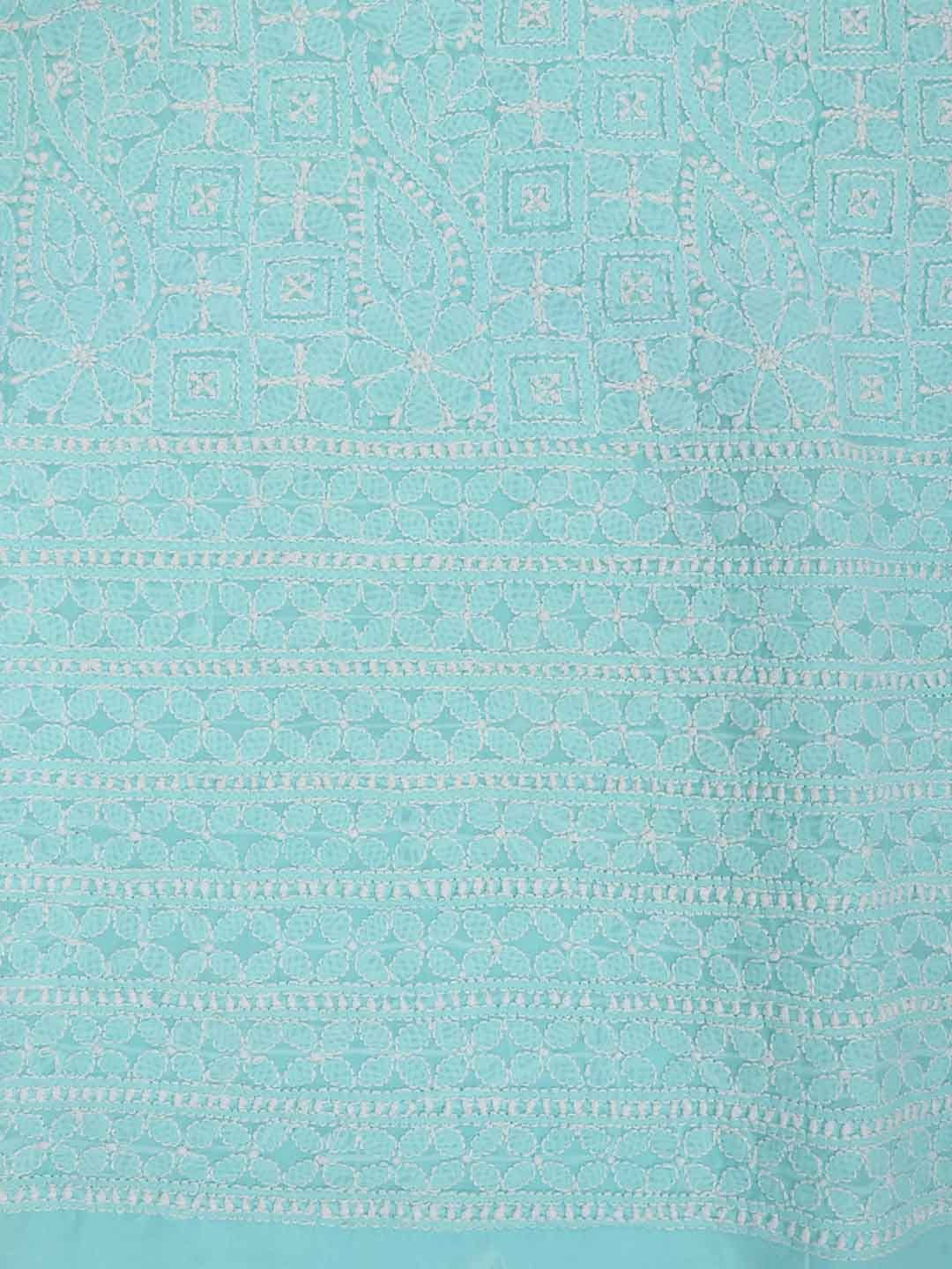 Ada Hand Embroidered Sea Green Cotton Lucknowi Chikankari Unstitched Suit Piece 01A184320