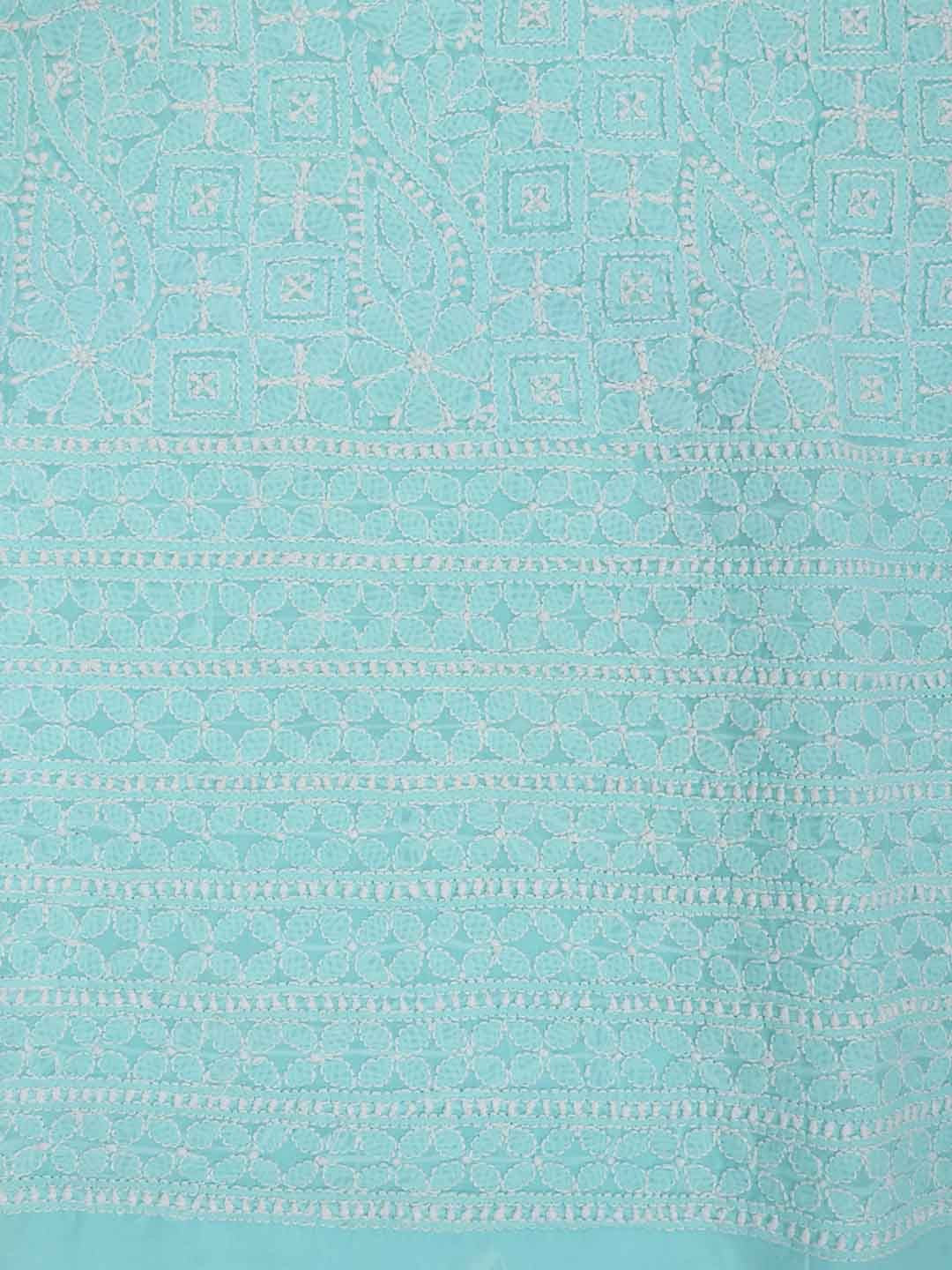 Ada Hand Embroidered Sea Green Cotton Lucknowi Chikankari Unstitched Suit Piece 01A184320