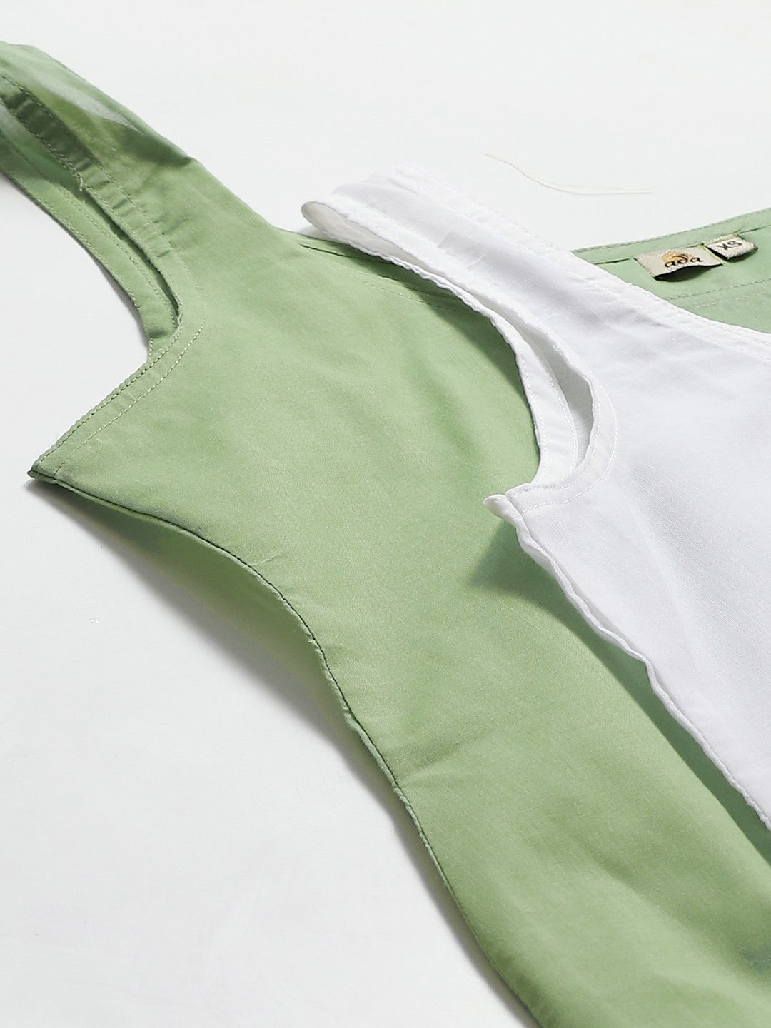 Ada Green and White Cotton Long Slips Combo of 2  A317436.