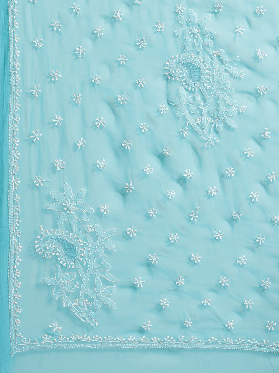Ada Hand Embroidered Blue Georgette Lucknow Chikan Saree With Blouse - A233469