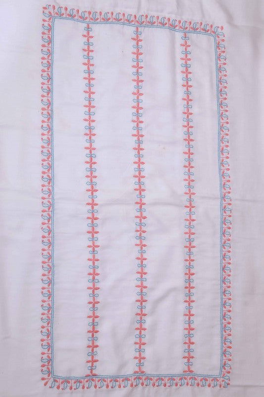 Ada Hand Embroidered White Cotton Lucknowi Chikankari Table Cover - A355753