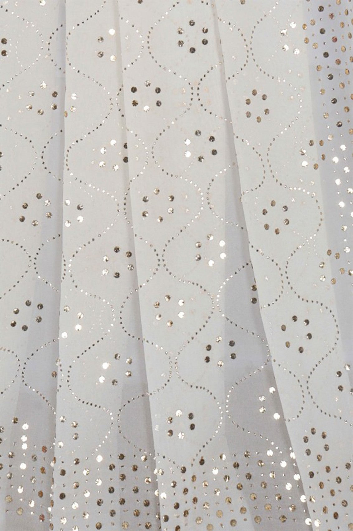 Ada Hand Embroidered White Pure Georgette Lucknowi Chikankari Dupatta With Muqaish Work A614196
