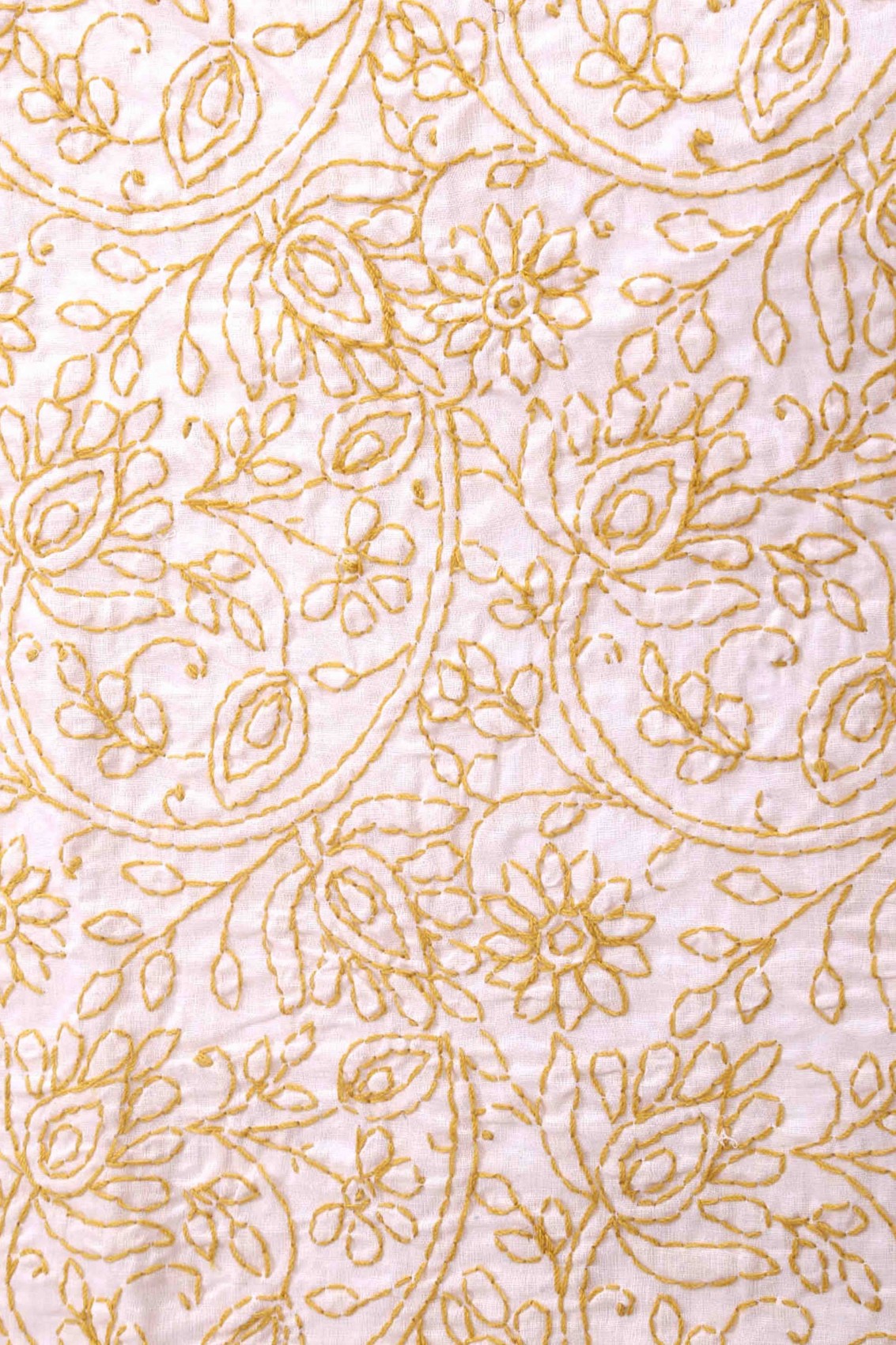 Ada Hand Embroidered White Cotton Lucknowi Chikankari Bed Sheet With Pillow Cover Set 01A019057