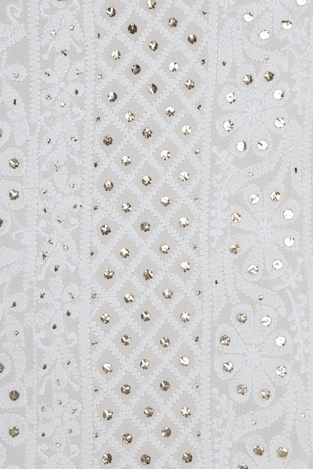 Ada Hand Embroidered White Pure Georgette Lucknowi Chikankari Lehenga Set with Muqaish Work A617820