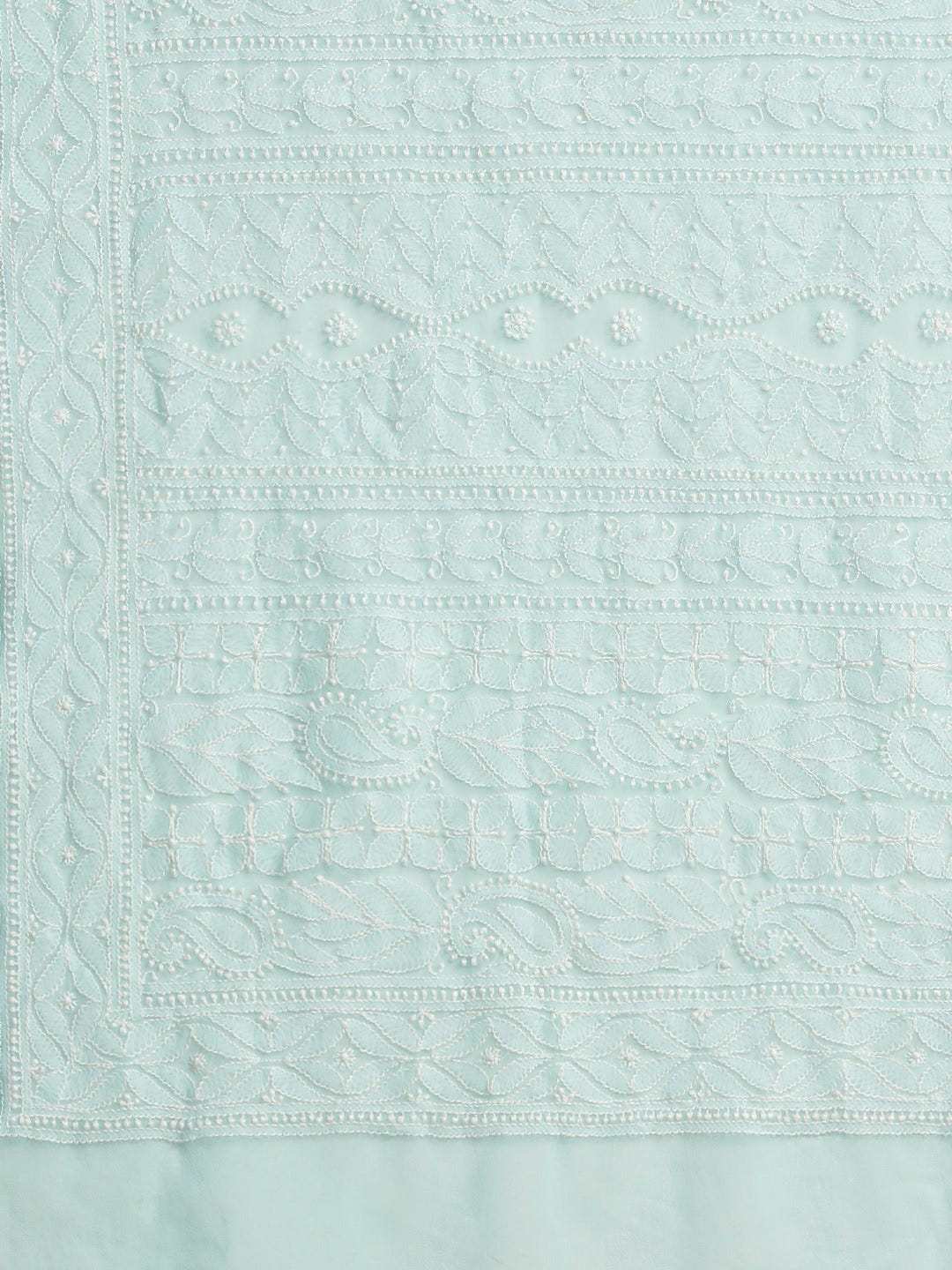 Ada Hand Embroidered Sea Green Georgette Lucknow Chikan Saree With Blouse A311324
