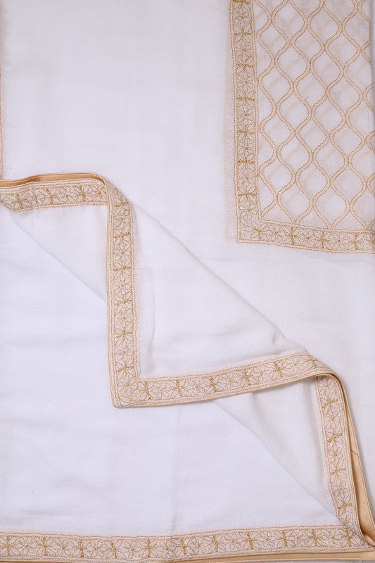 Ada Hand Embroidered White Cotton Lucknowi Chikankari Table Cover A475723