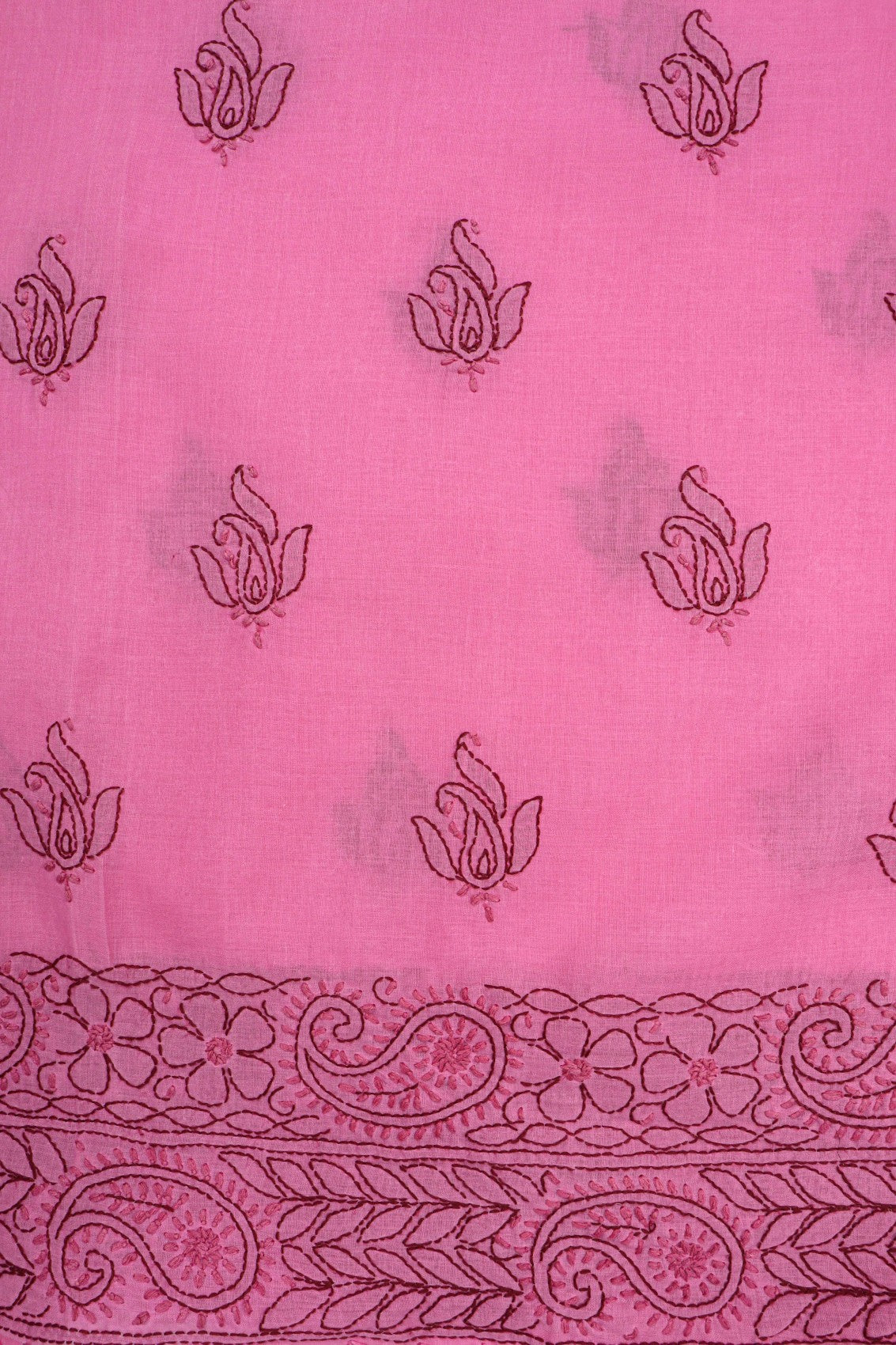 Ada Hand Embroidered Onion Pink Cotton Lucknowi Chikankari Unstitched Suit Piece A592018