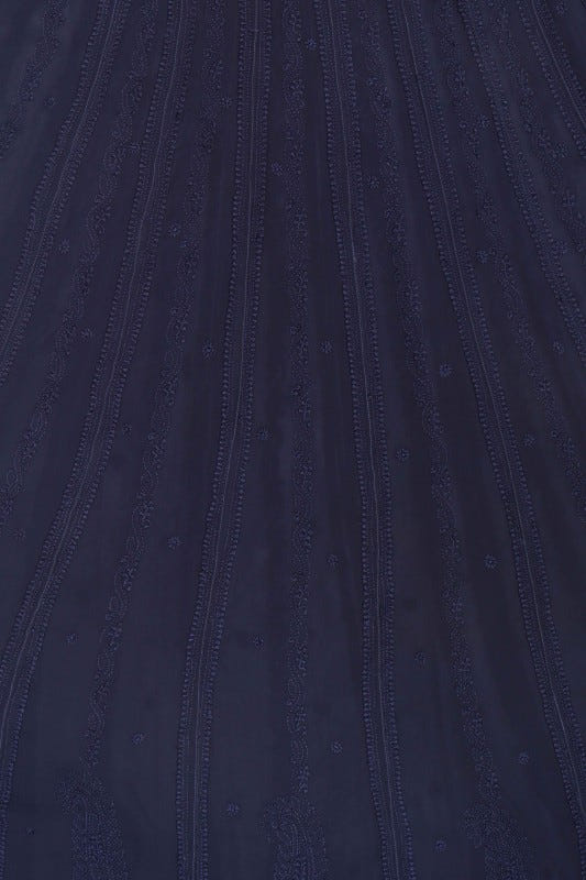 Ada Hand Embroidered Ink Blue Georgette Lucknowi Chikankari Semi-Stitched Anarkali Kurta Piece A617751
