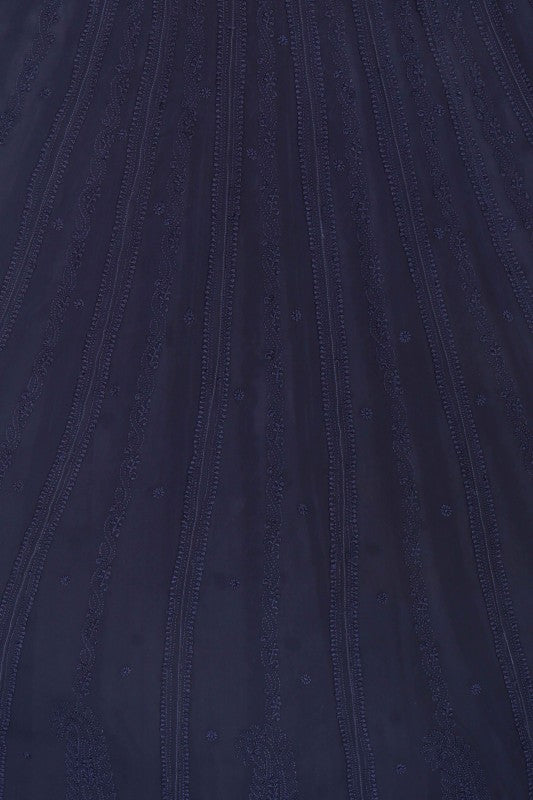 Ada Hand Embroidered Ink Blue Georgette Lucknowi Chikankari Semi-Stitched Anarkali Kurta Piece A617751