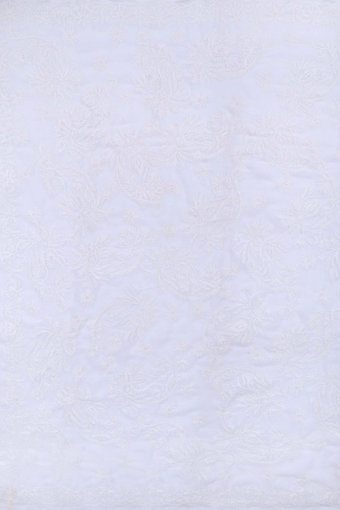 Ada Hand Embroidered White Georgette Lucknowi Chikankari Saree With Blouse A119578