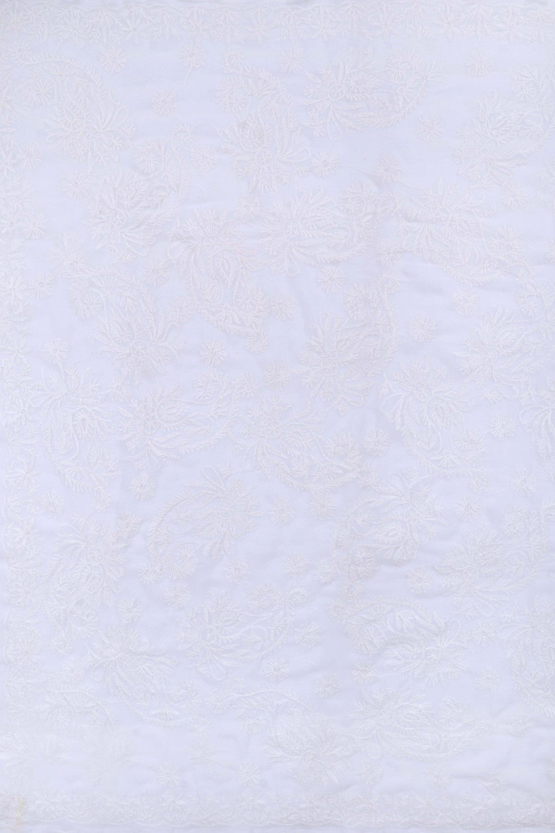 Ada Hand Embroidered White Georgette Lucknowi Chikankari Saree With Blouse A119578