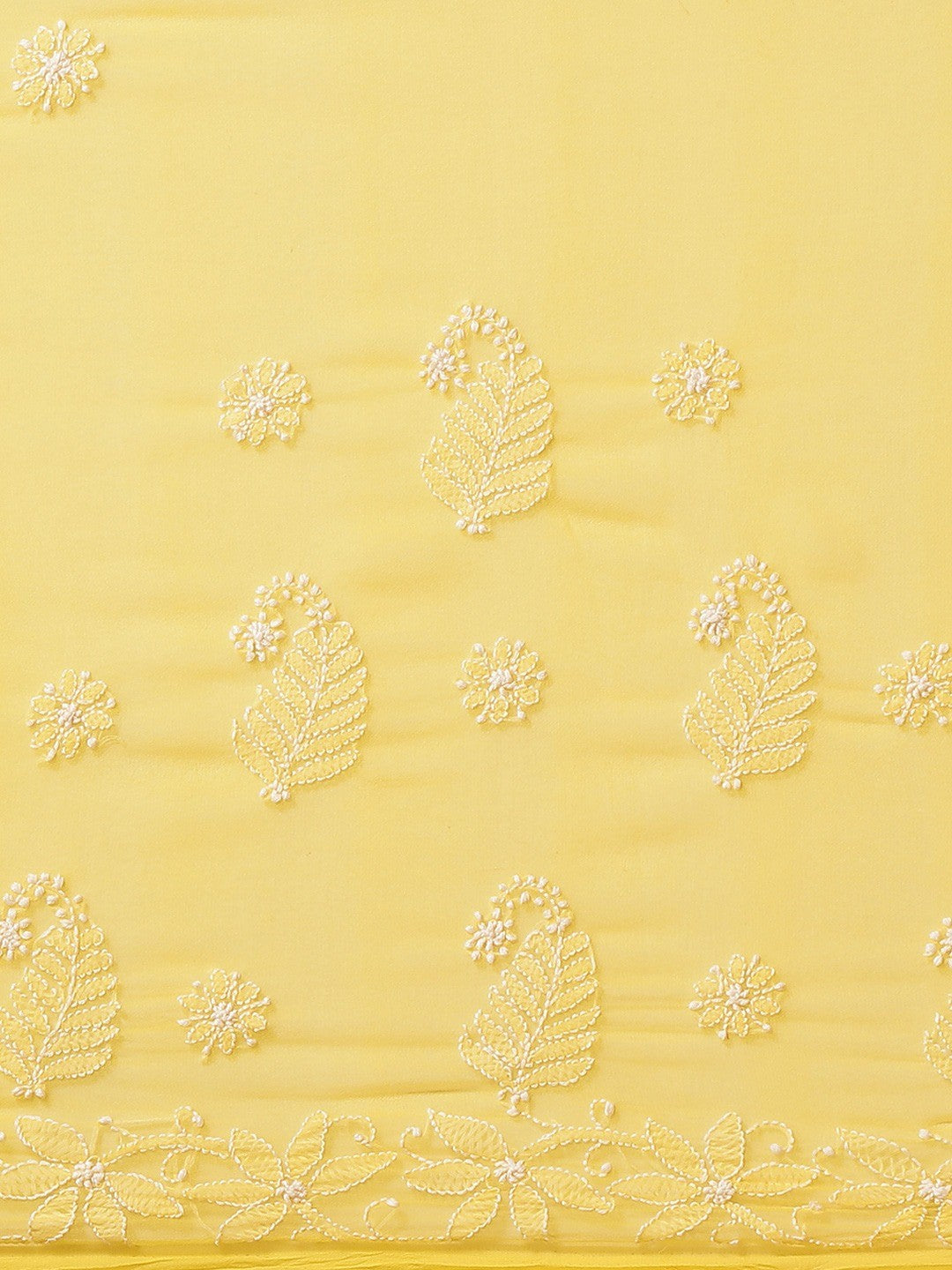 Ada Hand Embroidered Yellow Georgette Lucknowi Chikankari Saree With Blouse A204902