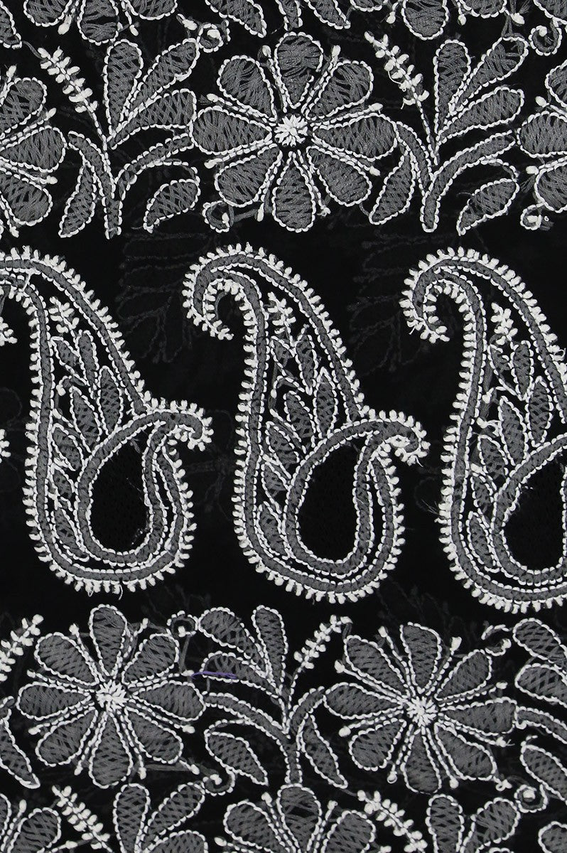 Ada Hand Embroidered Black Georgette Lucknowi Chikankari Saree With Blouse- A621552