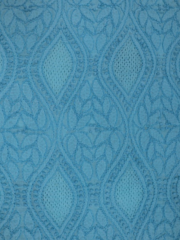 Ada Hand Embroidered Blue Cotton Lucknowi Chikankari Unstitched Suit Piece 01A193629