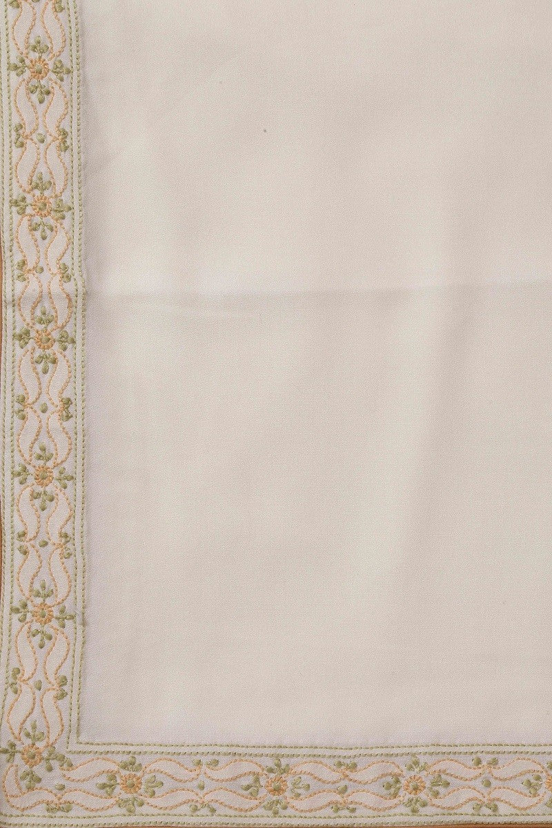 Ada Hand Embroidered White Cotton Lucknowi Chikankari Table Cover-A220543