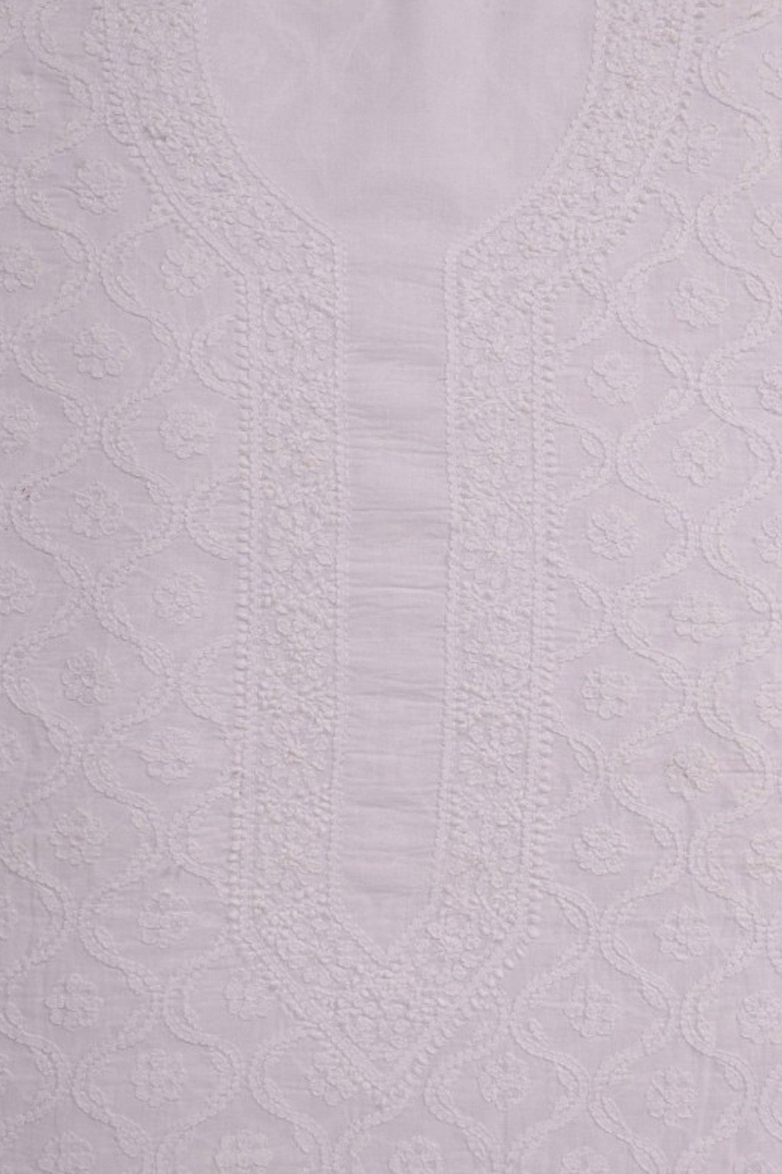 Ada Hand Embroidered White Cotton Chikan Unstitched Men's Kurta Piece A617096