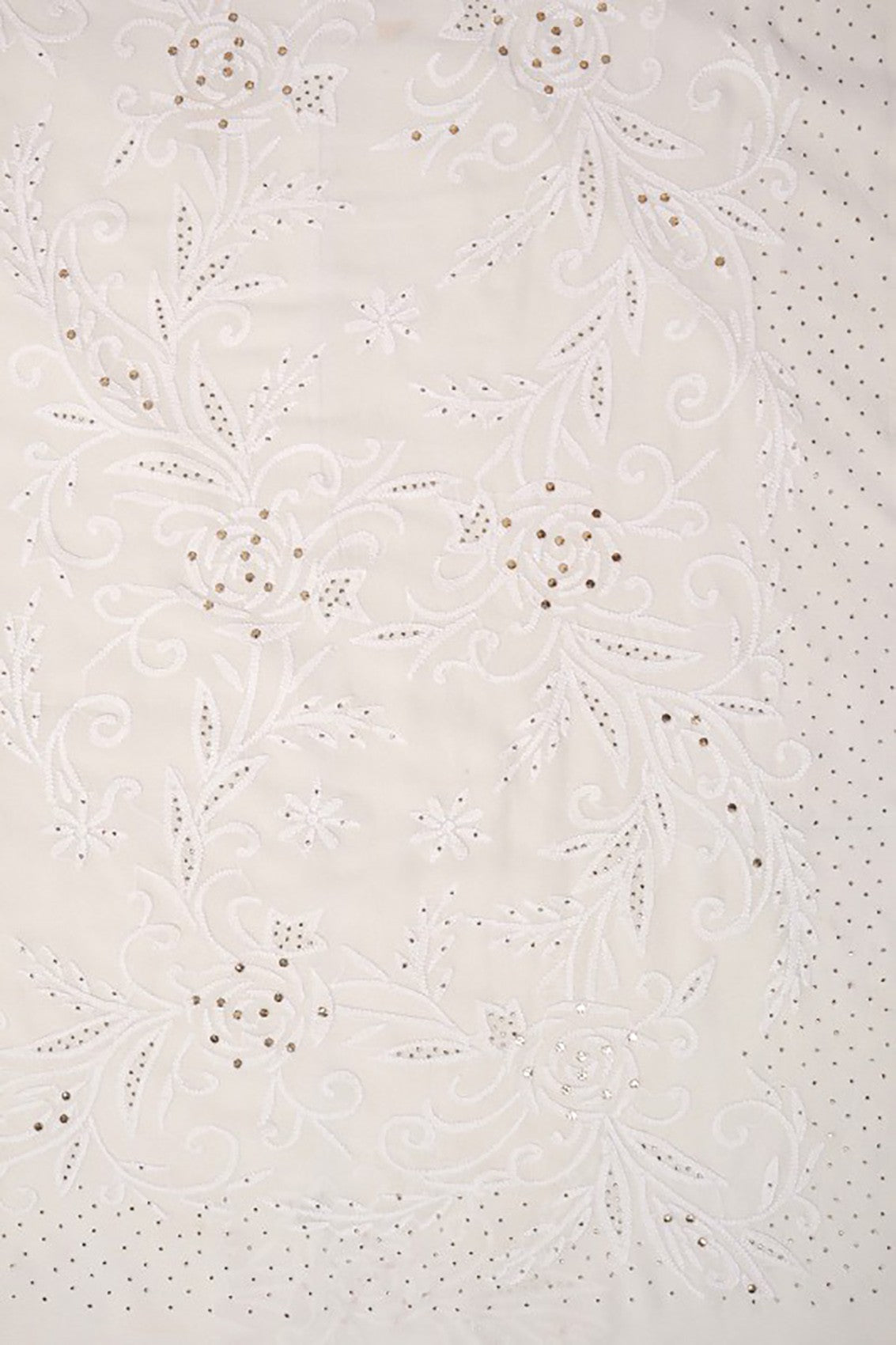 Ada Hand Embroidered Off White Pure Georgette Lucknowi Chikankari Saree/Blouse With Muqaish Work A623094