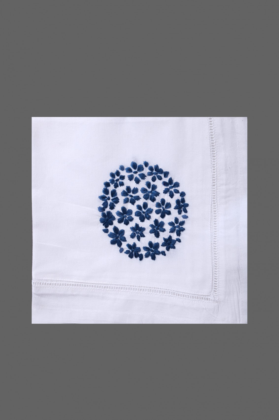 Ada Hand Embroidered White Cotton Lucknowi Chikankari Napkin Set 01A141606