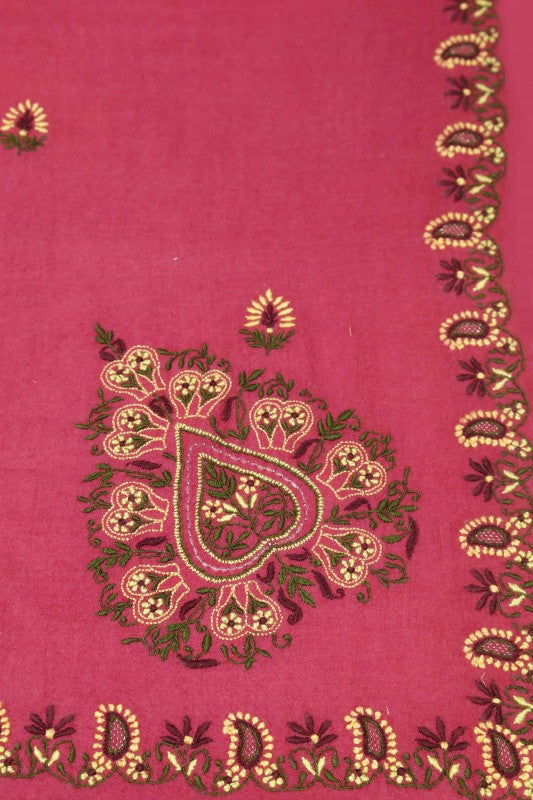 Ada Hand Embroidered Pink Lucknow Chikankari Woolen Stole A222675