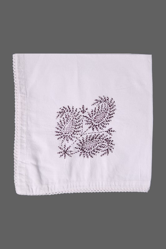 Ada Hand Embroidered White Cotton Lucknowi Chikankari Napkin Set 01A241635