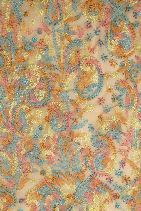 Ada Hand Embroidered Fawn Georgette Lucknowi Chikan Unstitched Suit Piece - A211198