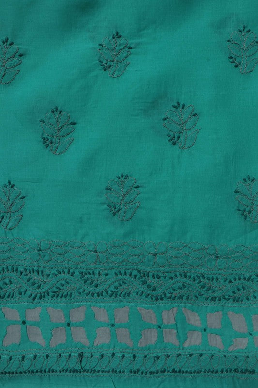 Ada Hand Embroidered Sea Green Cotton Lucknowi Chikankari Unstitched Suit Piece 01A177917