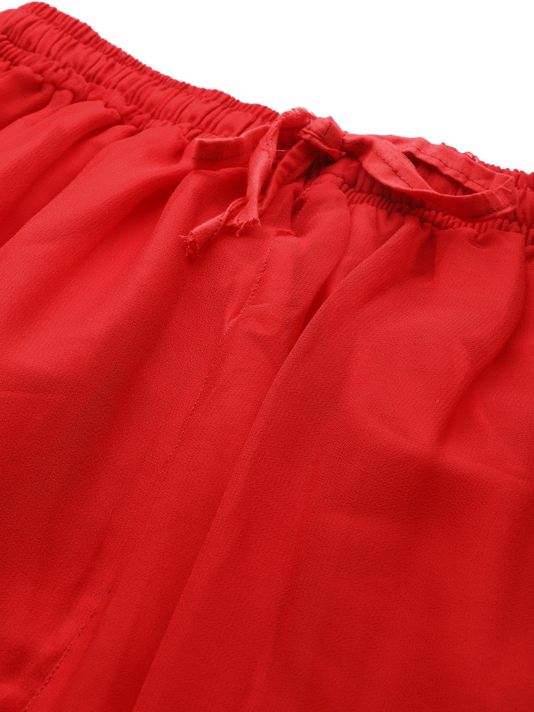 Ada Hand Embroidered Red Georgette Lucknowi Chikankari Plazzo A711122