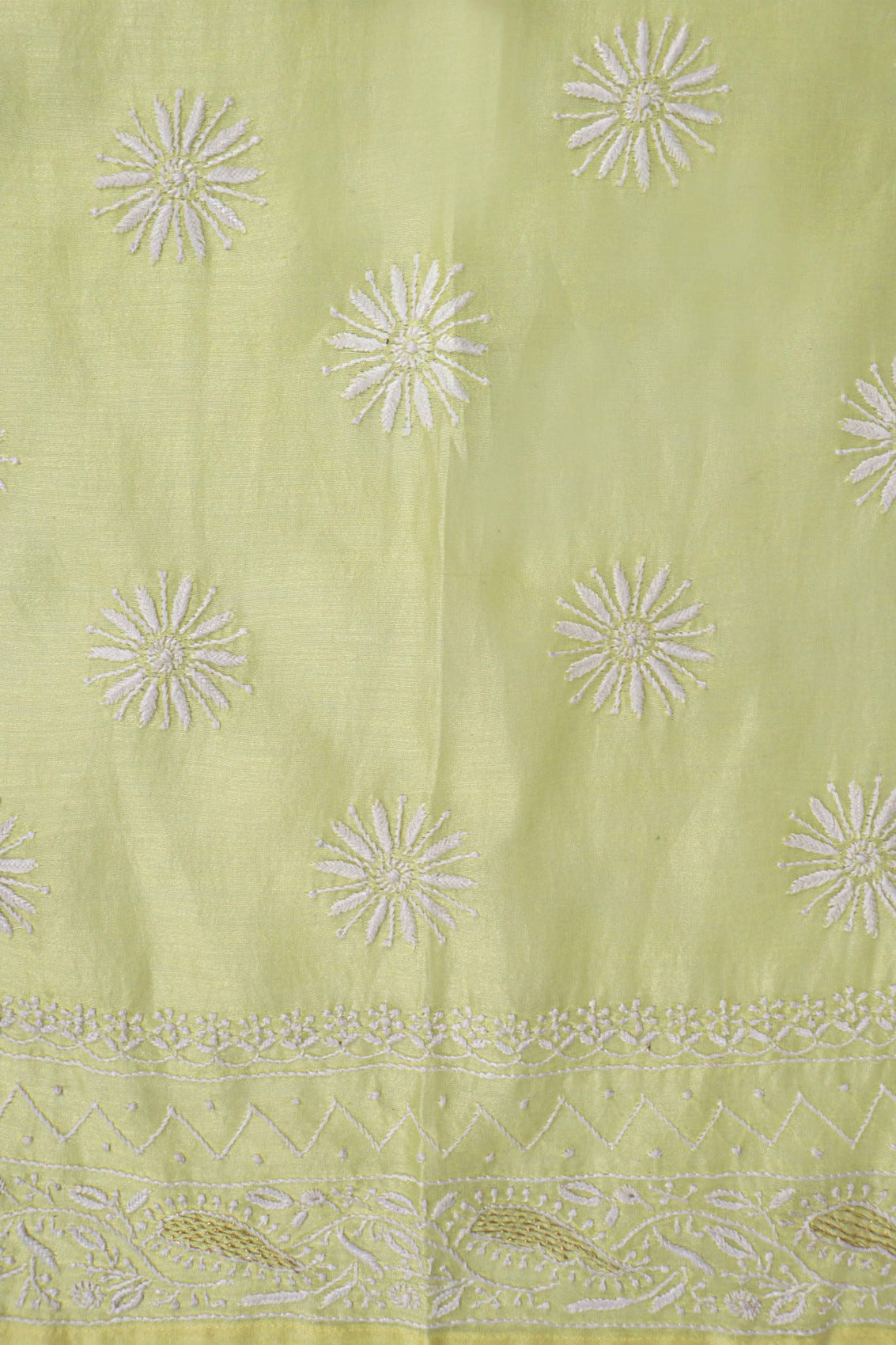 Ada Hand Embroidered Lemon Chanderi Lucknowi Chikankari Semi-Stitched Anarkali Kurta Dupatta Set With Zari Work 01A205829