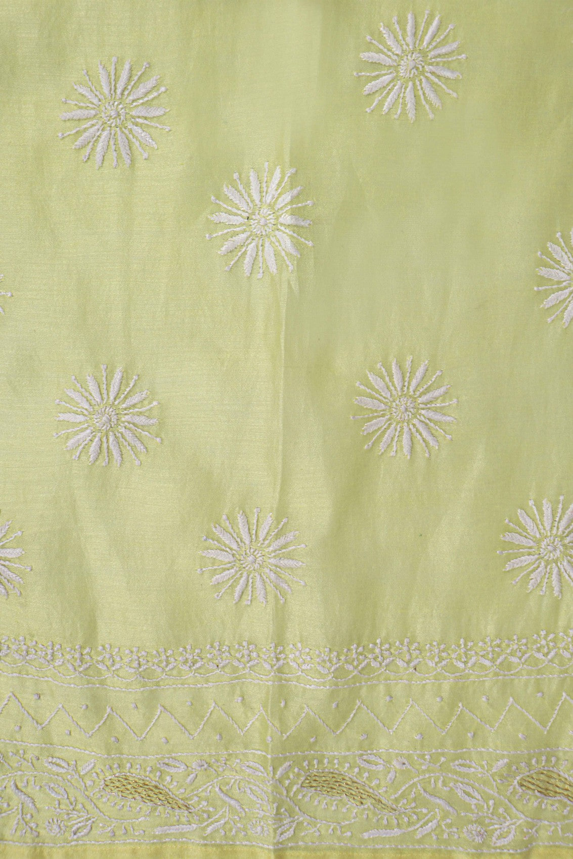 Ada Hand Embroidered Lemon Chanderi Lucknowi Chikankari Semi-Stitched Anarkali Kurta Dupatta Set With Zari Work 01A205829