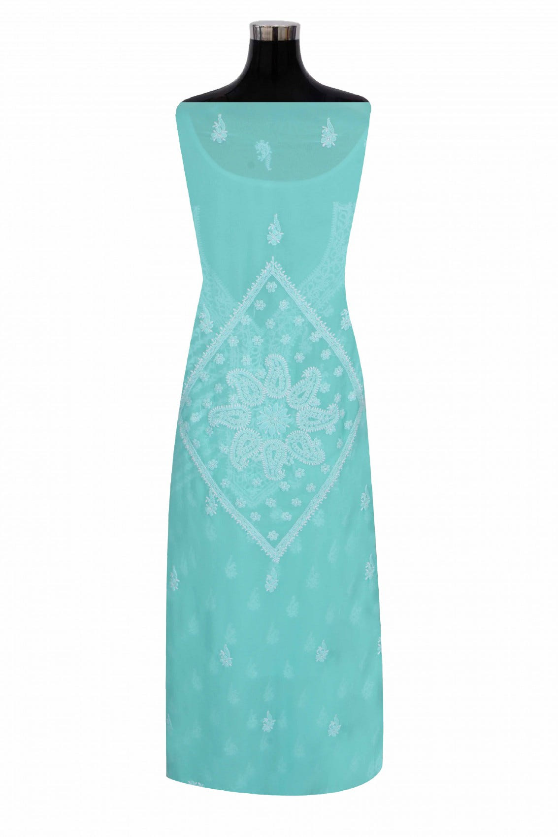 Ada Hand Embroidered Sea Green Georgette Lucknowi Chikankari Unstitched Suit Piece A615333