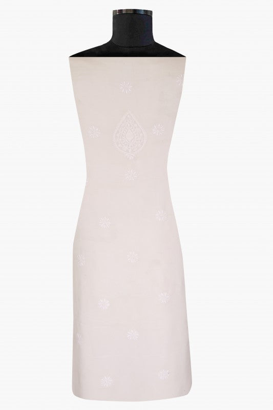 Ada Hand Embroidered Off White Pure Georgette Lucknowi Chikan Unstitched Kurta Piece- A625465