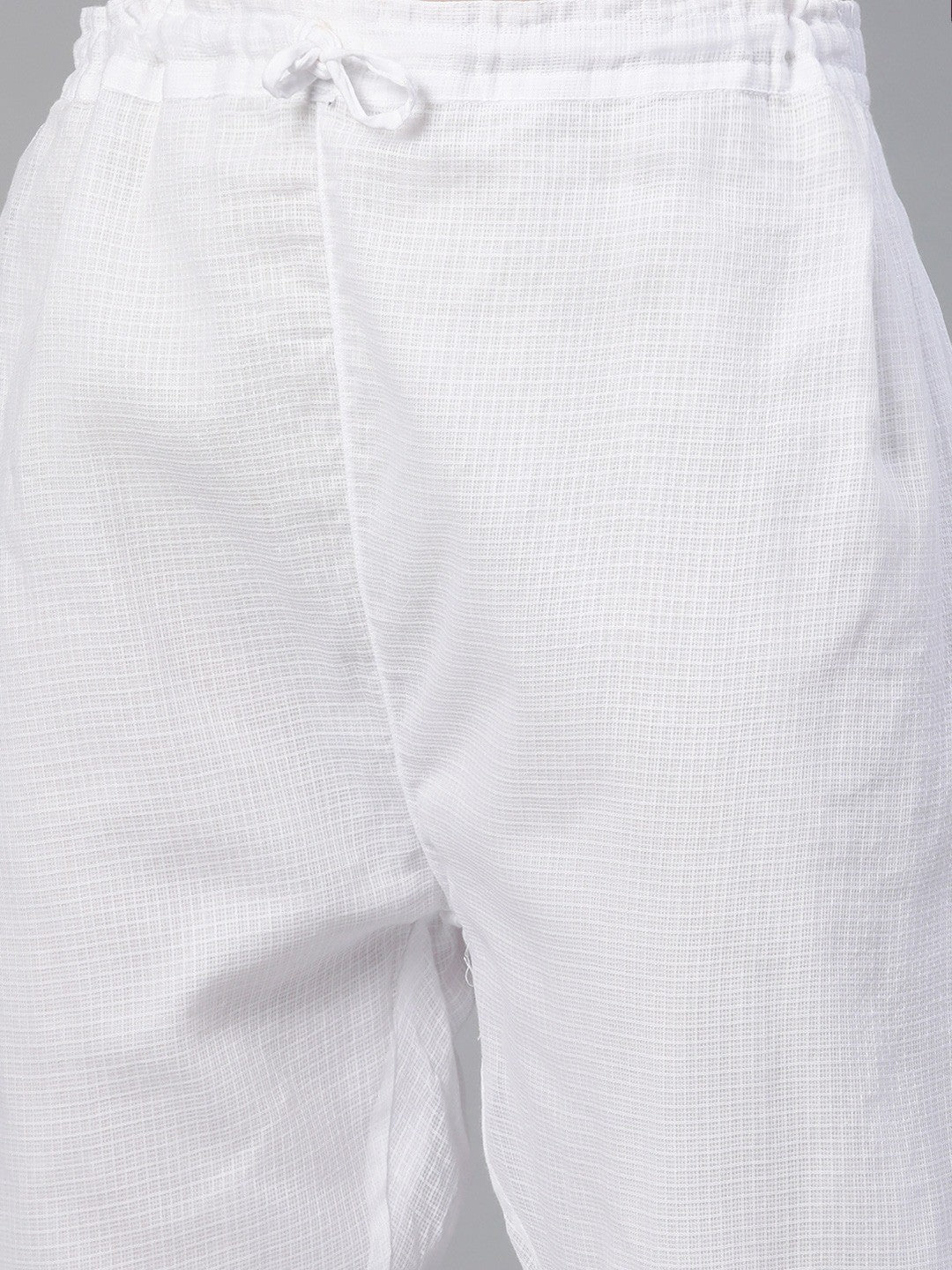 Ada Hand Embroidered White Kota Lucknowi Chikankari Kurta Set With Slip A811112