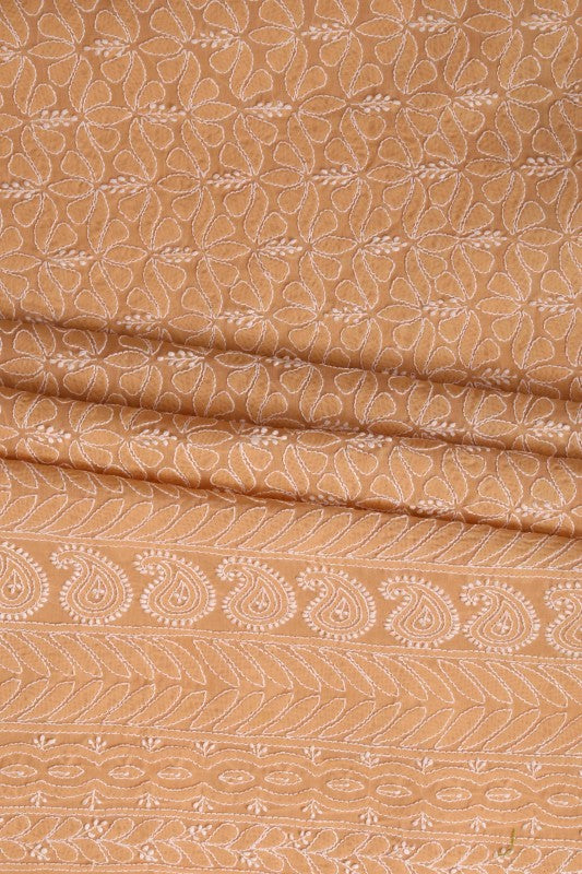 Ada Hand Embroidered Fawn Cotton Lucknowi Chikan Unstitched Suit Piece A614594