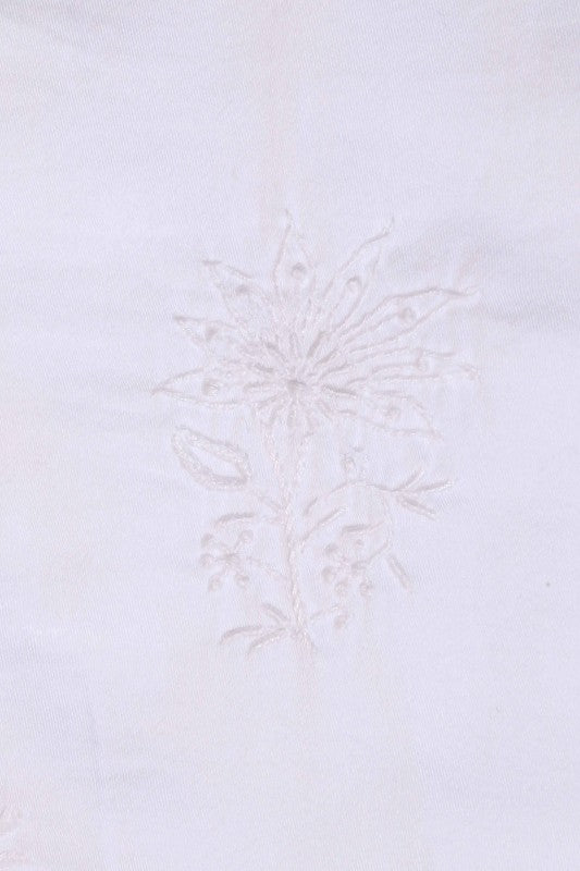 Ada Hand Embroidered White Cotton Chikan Unstitched Men's Kurta Piece-A597735