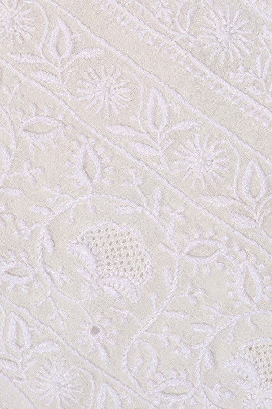 Ada Hand Embroidered White Pure Georgette Lucknowi Chikankari Saree with Blouse A631928