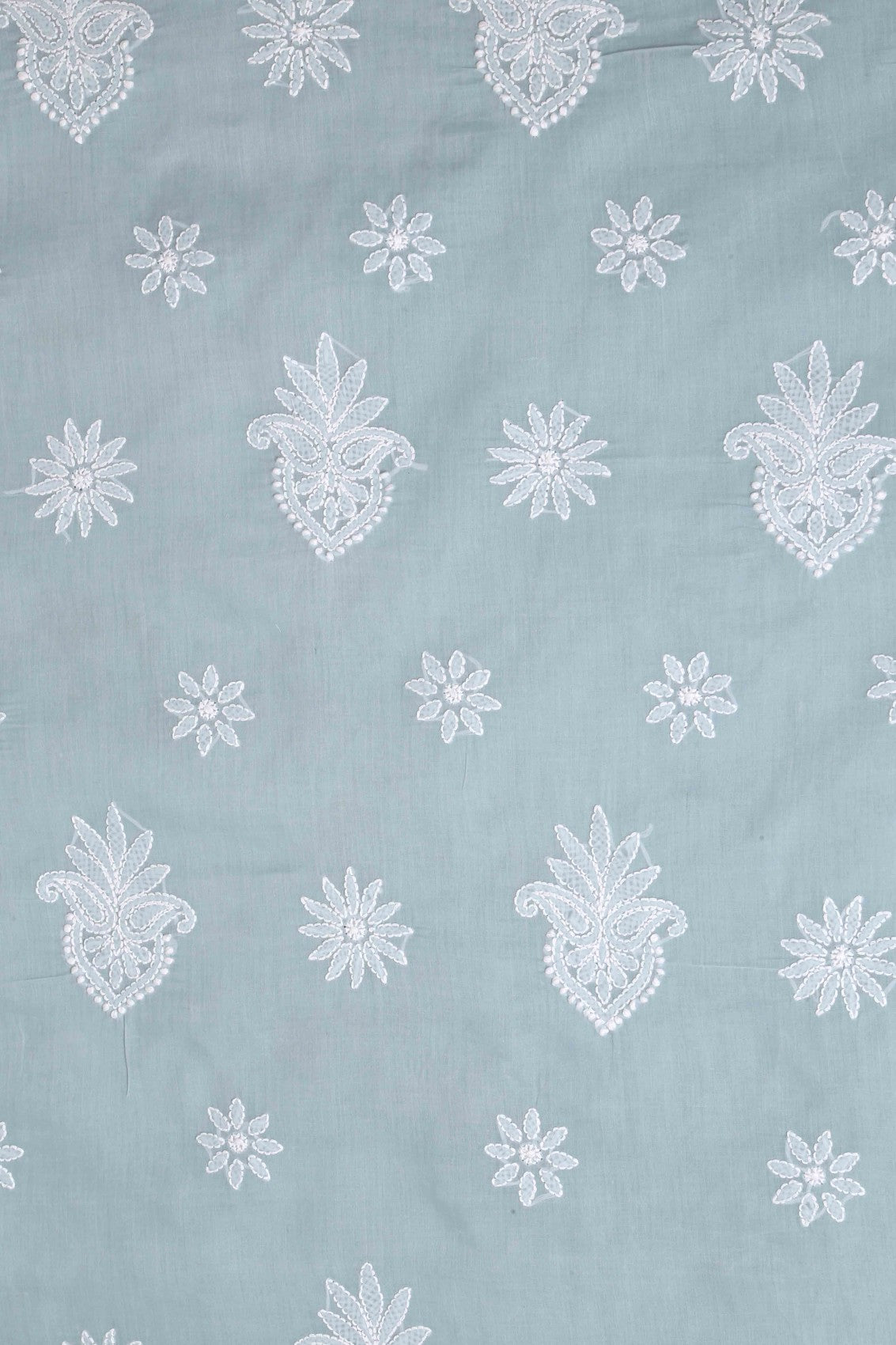Ada Hand Embroidered Grey Cotton Lucknowi Chikankari Unstitched Suit Piece A211206