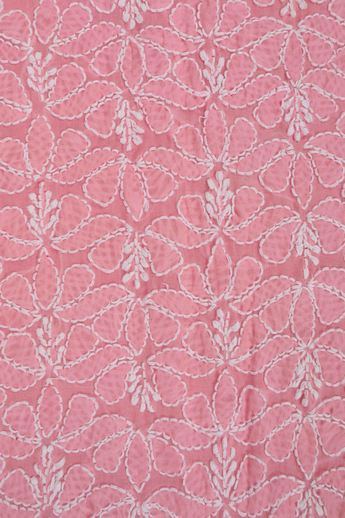 Ada Hand Embroidered Salmon Peach Cotton Lucknowi Chikankari Unstitched Suit Piece 01A189030
