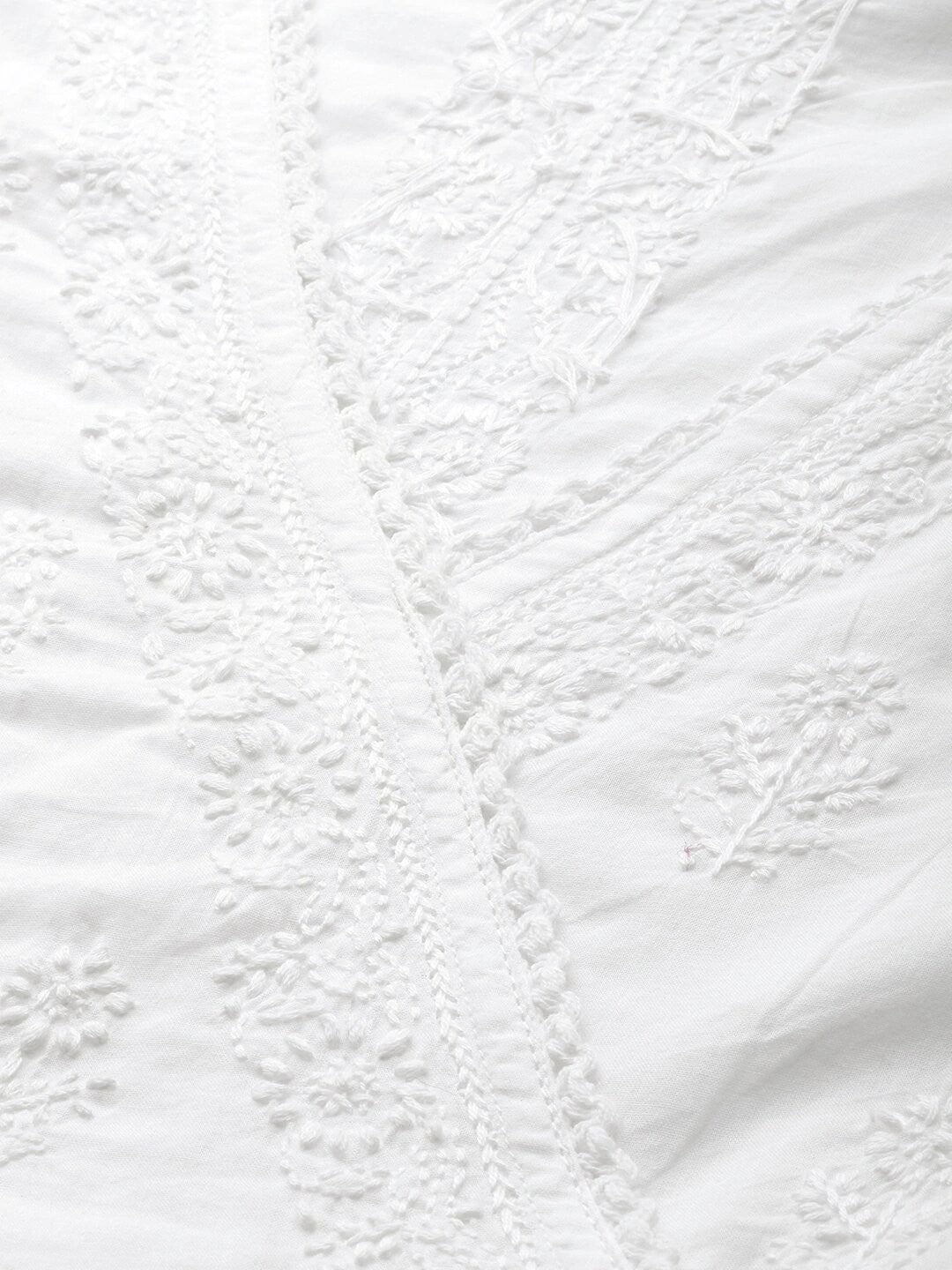 Ada Hand Embroidered White Cotton Lucknowi Chikankari Kurta With Dhoti Set A811167
