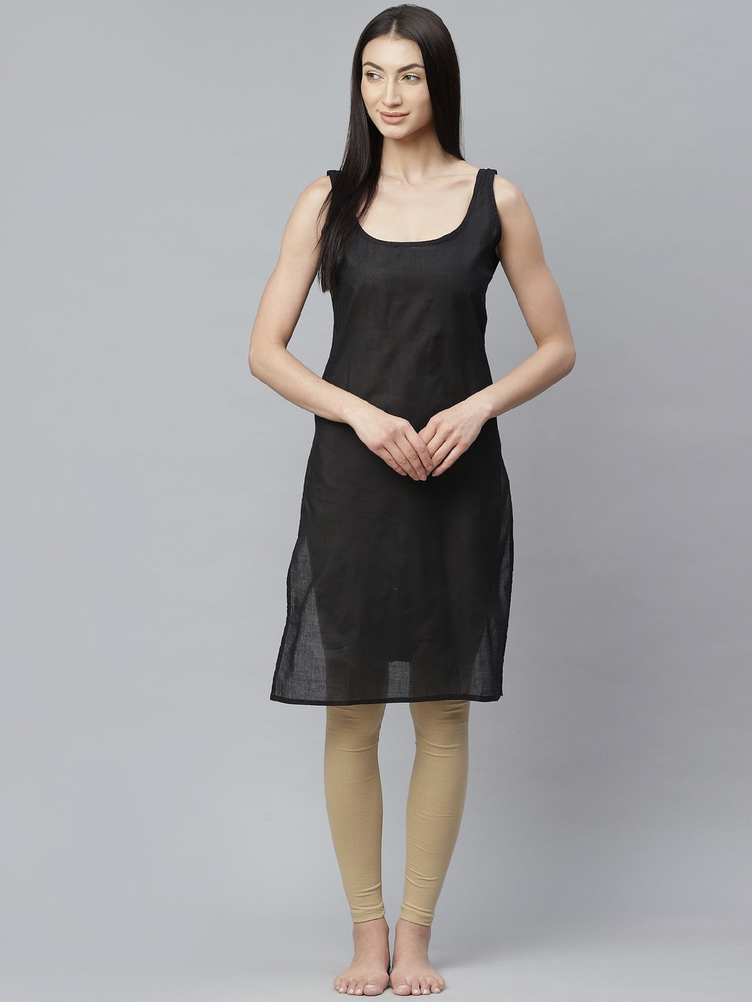 Ada White and Black Cotton Long Slips Combo of 2 A286271.