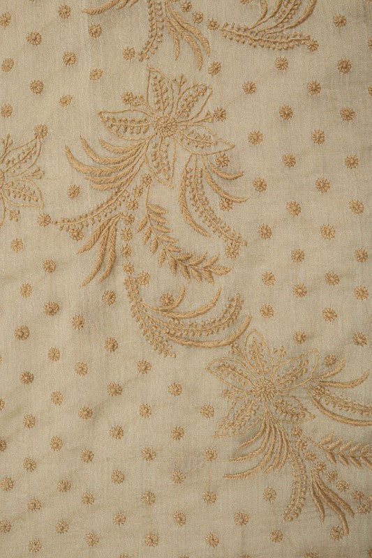 Ada Hand Embroidered Light Olive Green Tissue Lucknowi Chikankari Saree With Blouse A615158