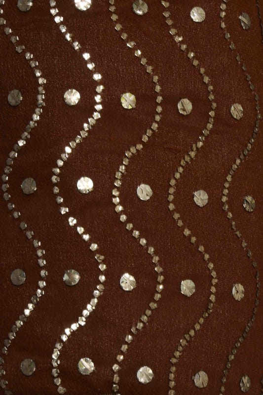 Ada Hand Embroidered Chocolate Brown Pure Georgette Lucknowi Chikankari Potli Bag With Muqaish Work 01A46610