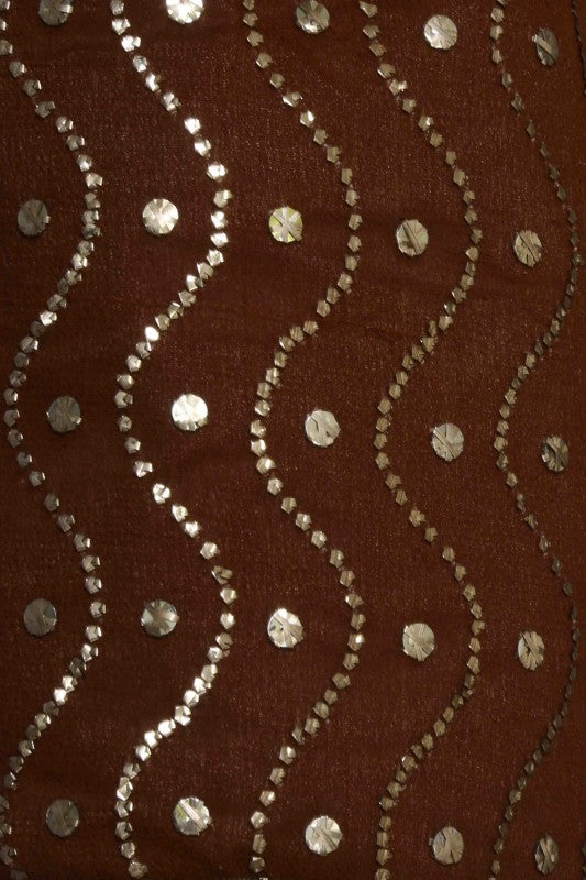 Ada Hand Embroidered Chocolate Brown Pure Georgette Lucknowi Chikankari Potli Bag With Muqaish Work 01A46610