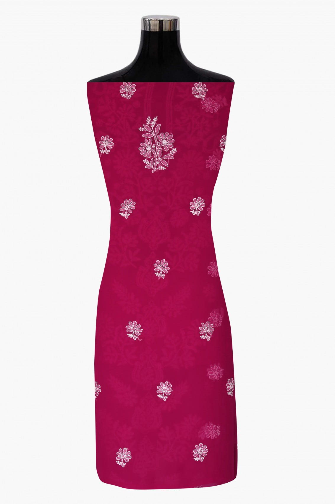 Ada Hand Embroidered Magenta Georgette Lucknowi Chikankari Unstitched Suit Piece A211245