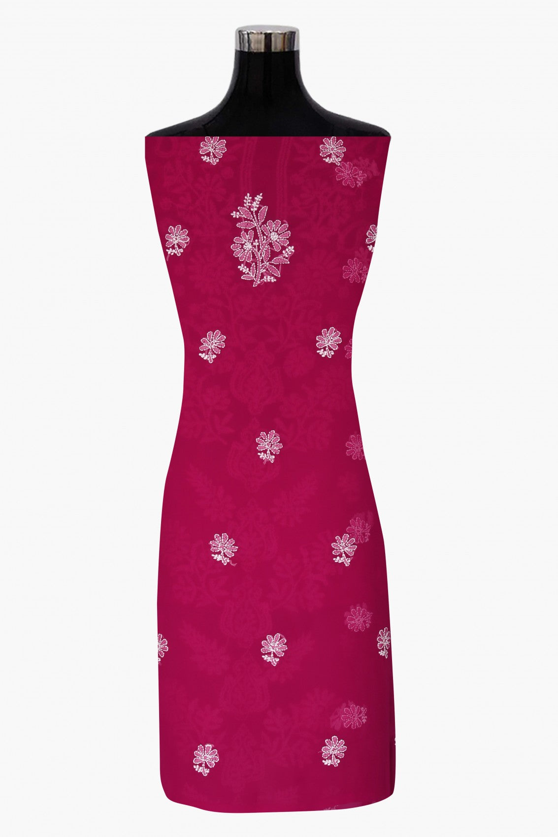 Ada Hand Embroidered Magenta Georgette Lucknowi Chikankari Unstitched Suit Piece A211245